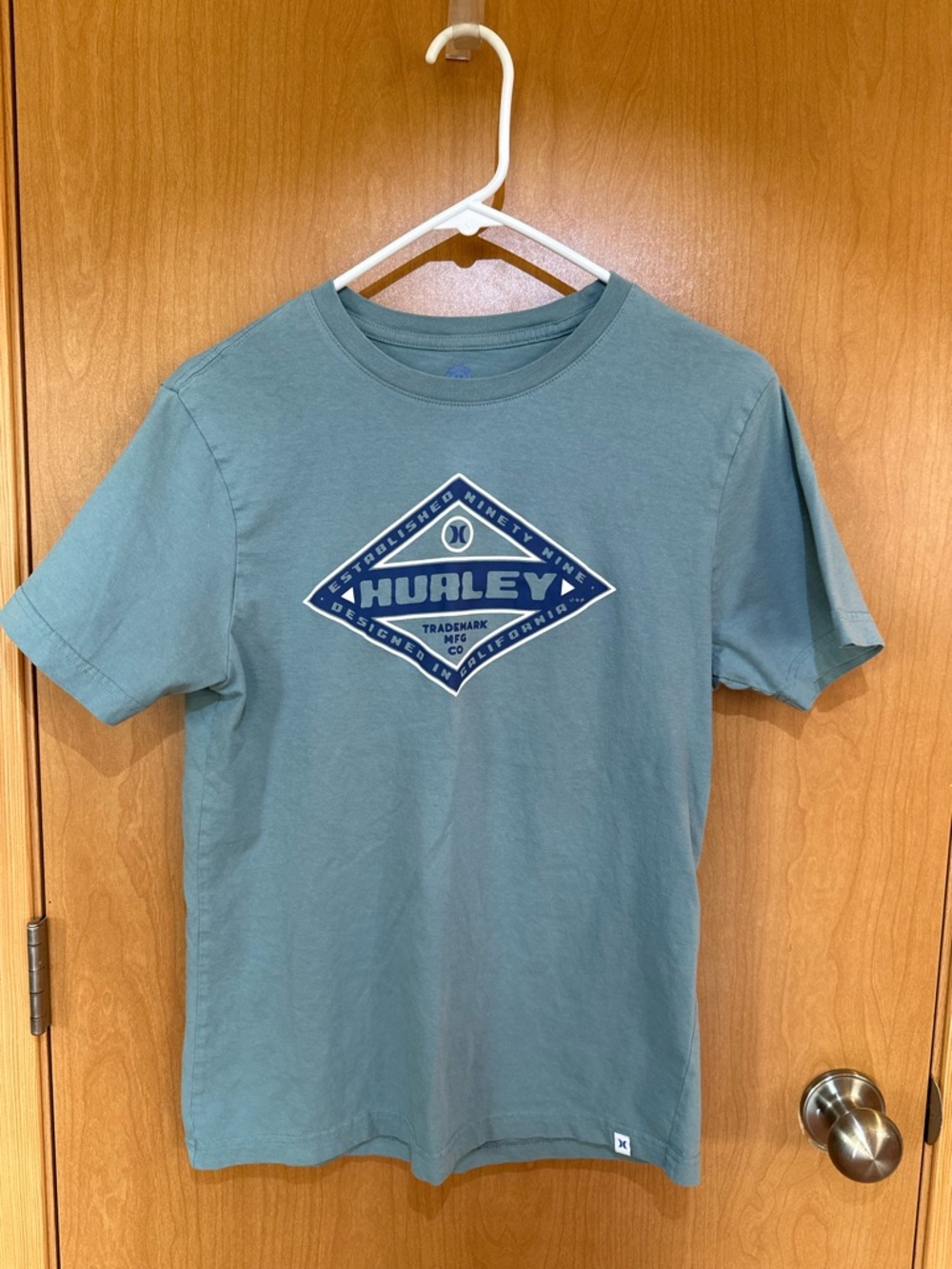 Hurley Teal Crewneck Logo Tee